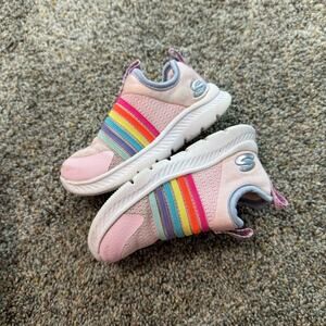 Skechers Comfy Flex Slip On Sneakers in Rainbow Frenzy Toddler Girls Size 7